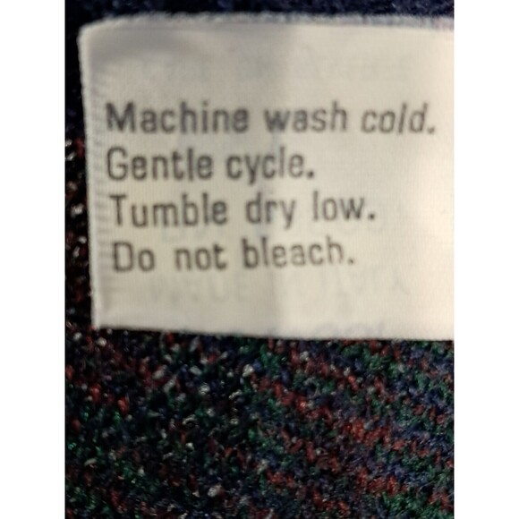 Vintage Wool Mix Murano Grandpa Sweater Mens Large Navy Blue Green Maroon V Neck - Picture 12 of 12